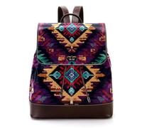 Tribal Ethnic Indian Texture PU Leather Backpack Purse for Adult, Fashion Unisex College Students Satchel Schoolbag