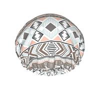 Tribal Ethnic Motifs Geometric Waterproof Shower Cap,Elastic Bathing Hair Cap Environmental Protection Hair Bath Caps, Double WaterproofBathing Shower Hat