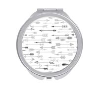 Tribal Ethnic with Arrows Native American Style White Folding Make Up Mirror, Compact 2X/1X Magnification Mirror, Women Portable Travel Makeup Mirror 2.4 x 2.4 inch