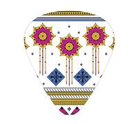 Tribal Guitar Picks 12 Pack Universal ABS Guitar Picks,Colored Seamless Pattern with Ethnic Mayan Motif Print,for Acoustic and Electric Guitar,Blue Pale Coffe Fuchsia