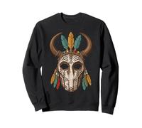 Tribal Horned Mask Feathers Ancient Spirit Ritual Halloween Sweatshirt