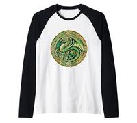 Tribal Irish Green Celtic Knot Fantasy Celtic Dragon Raglan Baseball Tee