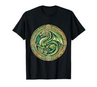 Tribal Irish Green Celtic Knot Fantasy Celtic Dragon T-Shirt