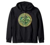 Tribal Irish Green Celtic Knot Fantasy Celtic Dragon Zip Hoodie