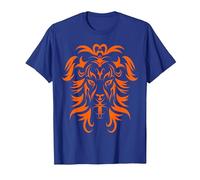 Tribal Lion Tattoo Art Orange T-Shirt, Men, Royal Blue, 3X-Large