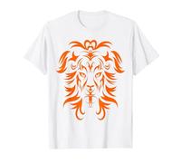 Tribal Lion Tattoo Art Orange T-Shirt, Men, White, 5X-Large