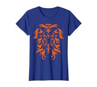 Tribal Lion Tattoo Art Orange T-Shirt, Women, Royal Blue, 3X-Large