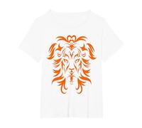 Tribal Lion Tattoo Art Orange T-Shirt, Women's Plus, White, 4X