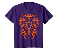 Tribal Lion Tattoo Art Orange T-Shirt, Youth, Purple, Medium