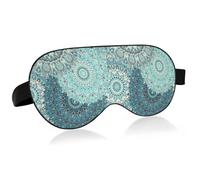 Tribal Mandala Turquoise Teal Islam Arabic Indian Ottoman Motifs Adjustable Sleep Mask Lightweight Blindfold with Fashion Patterns Elastic Hidden Strap Relaxing Light Block 9.45 x 3.9 inch