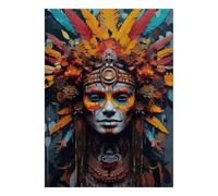 Tribal Mask 1000 Pieces Mini Jigsaw Puzzle for Adults | 38x26cm Cardboard Home Decor Smooth Surface Birthday Gift Mind Relaxation