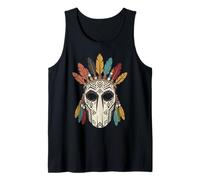 Tribal Mask Feathered Headdress Ethnic Motif Halloween Tank Top