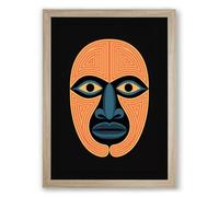 Tribal Mask Study Geometric Framed Wall Art Print A1 (84.1×59.4cm) Oak, Wall Decor for Living Room, Bedroom, Office & Home, Ready to Hang, Art Gift