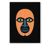 Tribal Mask Study Geometric Framed Wall Art Print A2 (59.4×42cm) Black, Wall Decor for Living Room, Bedroom, Office & Home, Ready to Hang, Art Gift