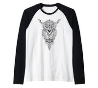 Tribal Night Owl - Retro Vintage Wisdom Nature Animal Bird Raglan Baseball Tee