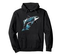 Tribal Orca Design with Ocean Blue Accents Pullover Hoodie