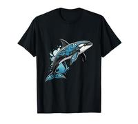 Tribal Orca Design with Ocean Blue Accents T-Shirt