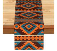 Tribal Pattern Print Linen Like Table Runner for Dining Table, Coffee Table and Home Party Decoration