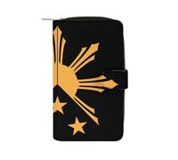 Tribal Philippines Filipino Sun and Stars Flag Cute Long Wallets Large Capacity Wallet Buckle Handbag Blocking Clutch Handbag for Bill Cash Coin Card Key Purse