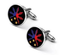 Tribal Philippines Filipino Sun And Stars Flag Fashion Men's Cufflinks Alloy Shirt Suit Cuff Links for Formal Events Business Occasions 1.7cm