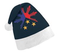 Tribal Philippines Filipino Sun And Stars Flag Funny Santa Hat Plush Christmas Hats Party Headwear for Holiday New Year