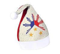 Tribal Philippines Filipino Sun And Stars Flag Funny Sequin Santa Hat Plush Christmas Hats Party Headwear for Holiday New Year