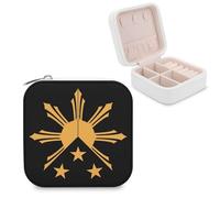 Tribal Philippines Filipino Sun And Stars Flag Travel Jewelry Case Small Organizer Portable Display Storage Box For Ring Pendant Earring Necklace Bracelet