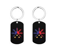 Tribal Philippines Filipino Sun And Stars Flag Unisex Keyrings & Keychains Cute Stainless Steel Key Rings for Bag Purse