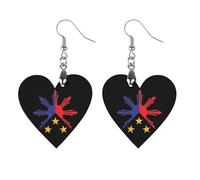 Tribal Philippines Filipino Sun And Stars Flag Women Dangle Earrings Elegant Wooden Pendant Earring for Daily Wear Circular