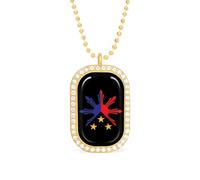 Tribal Philippines Filipino Sun And Stars Flag Women's Alloy Long Necklaces Square Pendant Ladies Diamond Necklace Jewelry Gift Golden-style