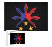 Tribal Philippines Filipino Sun And Stars Flag Wooden Jigsaw Puzzles for Adults Brain-Teasing Game Idea Puzzle Gift 1000 PCS