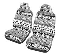 Tribal Print Black and White Aztec Pattern Boho Motors Front Seat Protective Breathable Seat Covers for Cars, Automotive Comfort & Protection for Most Cars, Van, Trucks, SUV