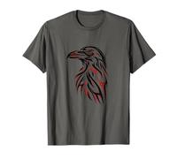 Tribal Raven Flame Art in Red and Black T-Shirt