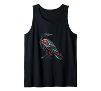 Tribal Raven with Teal and Crimson Accents Tank Top