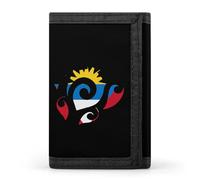 Tribal Sea Turtle Antigua and Barbuda Flag Men's Wallets Minimalist Trifold Wallet Polyester Card Cases Casual Coin Purse