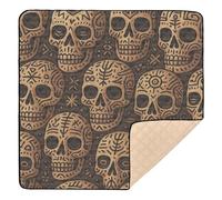 Tribal Skull Pattern Soft Thick Baby Playmat for Floor Water Resistant Tummy Time & Crawling Mat for Babies Infants Toddlers, 50'' x 50''