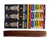 Tribal Soul 7 chakra Spiritual Incense Gift Set with Wooden Holder, 3 Pack Meditation Sticks
