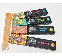 Tribal Soul Incense Smudge Sticks - Palo Santo & Pine, White Sage, White Copal with JRose Incense Holder TS-2