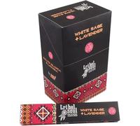 Tribal Soul Incense Sticks 12 Pack with JRose Burner - Aromatic Smudge Sticks for Meditation, Relaxation & Home Fragrance - Choose from 10 Fragrances (White Sage & Lavender)