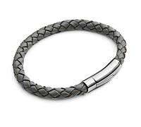 Tribal Steel Men's Plaited Leather Bracelet with Secure Riveted Stainless Steel Rocker Clasp