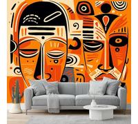 Tribal Style Abstract African Elements Print Photo Wallpaper, Color Neon Lights Non-Woven Wall Mural, Decoration Poster Picture Design Mural for Living Room Kids Bedroom