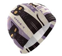 Tribal Style Black Cats Purple Stripe swim for adult Short Hair waterproof caps for women swimming Hair Protection and Drag Reduction gorras para nadar de mujer