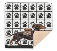 Tribal Style Dachshund Dog Black Paw Print Soft Foam Baby Play Mat for Floor Non-Toxic Foldable Infant Play Activity Mat for Babies Infants Toddlers, 50'' x 50''alfombras para jugar