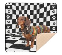 Tribal Style Dachshund Dog Black White Checkered Soft Foam Baby Care Play mat for Floor Water Resistant Foldable Baby Play Tummy Time Mat for Baby Toddler Infant, 50'' x 50''alfombra de