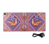 Tribal Style Deer and Iris Flowers Orange Purple Leather Heated Mouse Pad Gaming Mousepad 31.5 x 13 in Hand Warmer Desk Covers for Home Office Desk Gaming,Writing