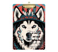 Tribal Style Husky Dog Customize Classroom clipboards Plastic for Nursing Student Trade Quest Size 9 x 12