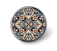 Tribal Style Pattern Badge Holder Personalized Metal Button Pin Fashion Round Badge with Pattern Pin DIY Button Badges Exquisite Brooch Crafts Gift Clothes Decorative Pins