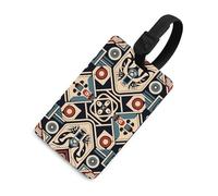 Tribal Style Pattern Luggage Tag Classic Personalized Repeated Luggage Tag Cute Unique Travel Essentials Identifiers for Women Men Baggage Backpack Handbag Suitcase, Black-style, One Size