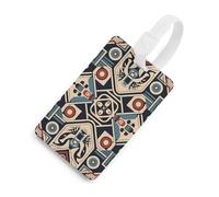 Tribal Style Pattern Luggage Tag Classic Personalized Repeated Luggage Tag Cute Unique Travel Essentials Identifiers for Women Men Baggage Backpack Handbag Suitcase