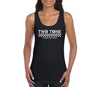 Tribal T-Shirts 2 Tone Too Much Too Young Narrow Logo Ska Women's Vest Top (Medium, Black)